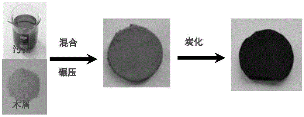 Preparation method and application of a sludge carbon plate electrode