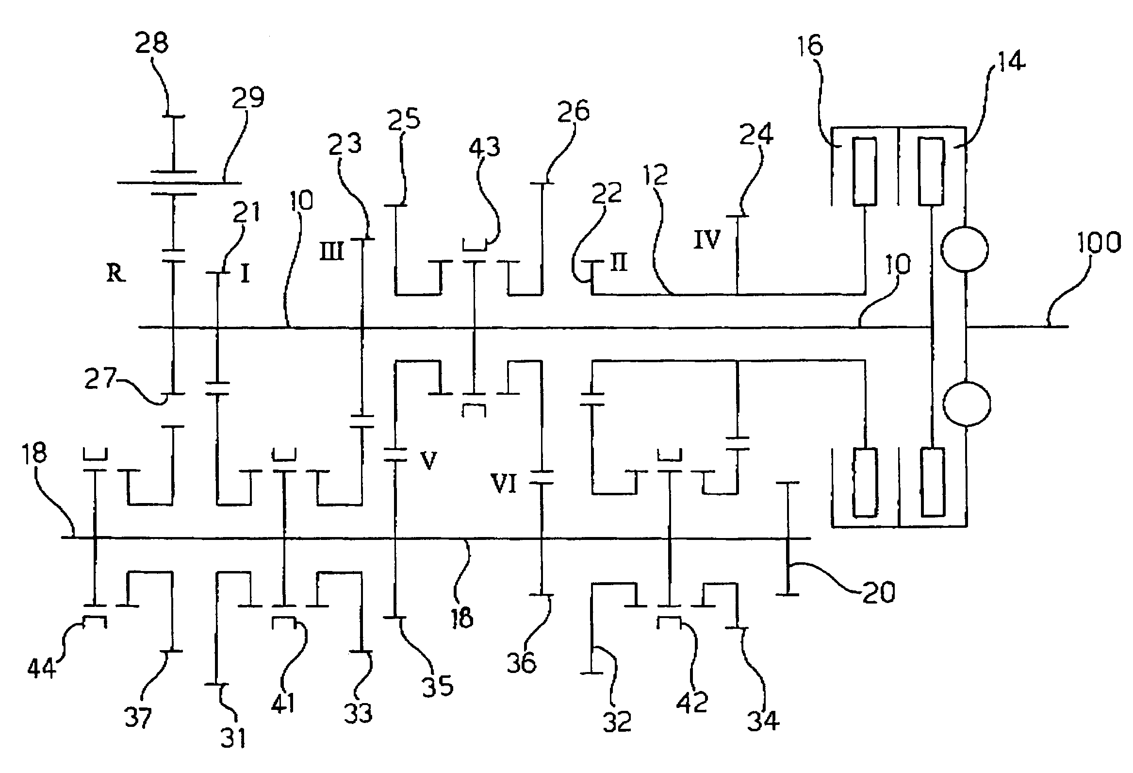 Double-clutch transmission architecture for a motor vehicle