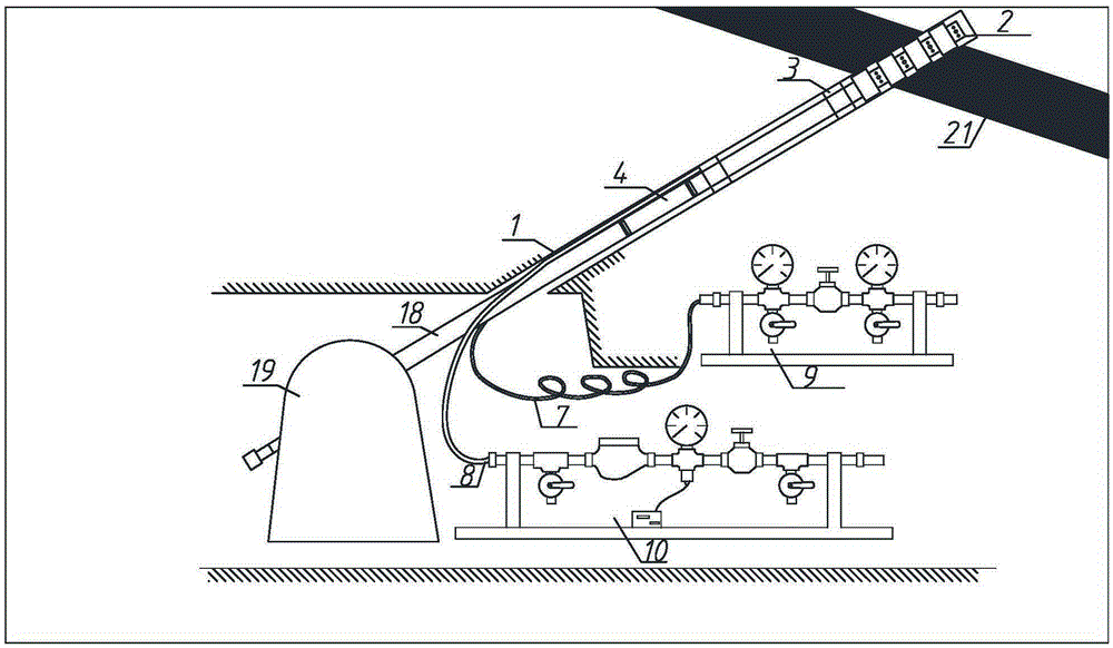 Coal rock upward borehole gas parameter measurement method