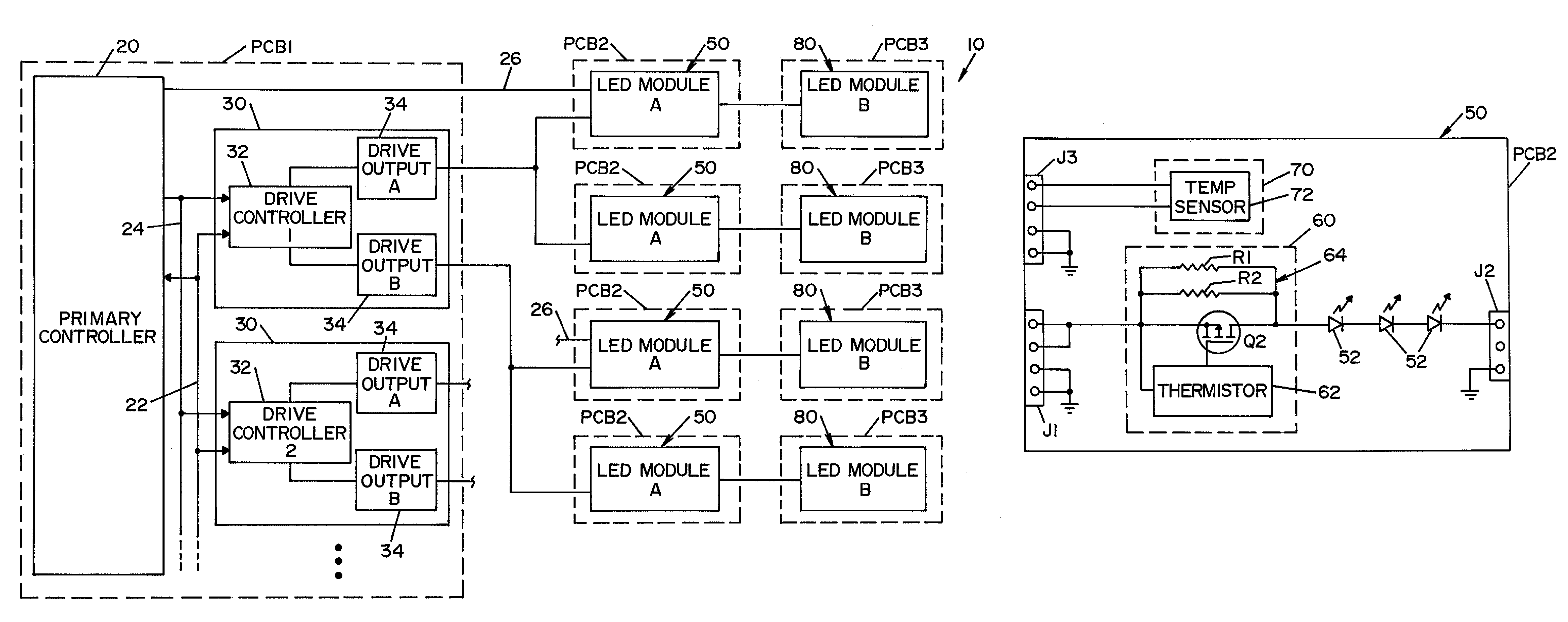 Lighting control system having temperature compensation and trim circuits