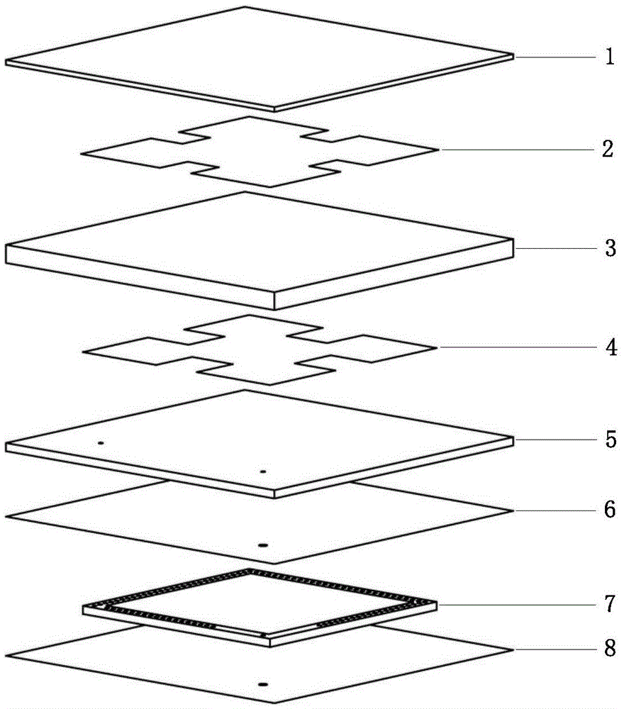 Dual-layer fractal microstrip radio-frequency package antenna based on hollow cavity structure