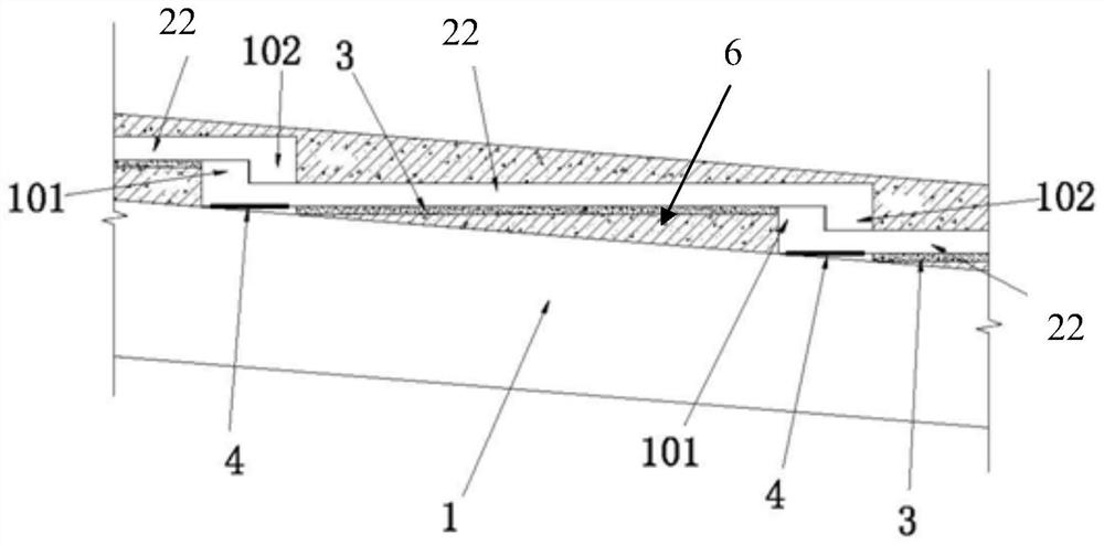 Pitched roof structure of prefabricated floor slab, construction method and prefabricated floor slab