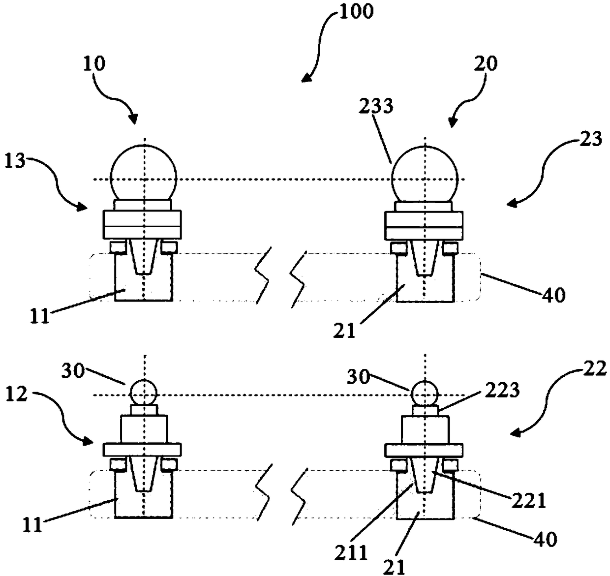 Split type calibration target, calibration device with same and calibration method thereof