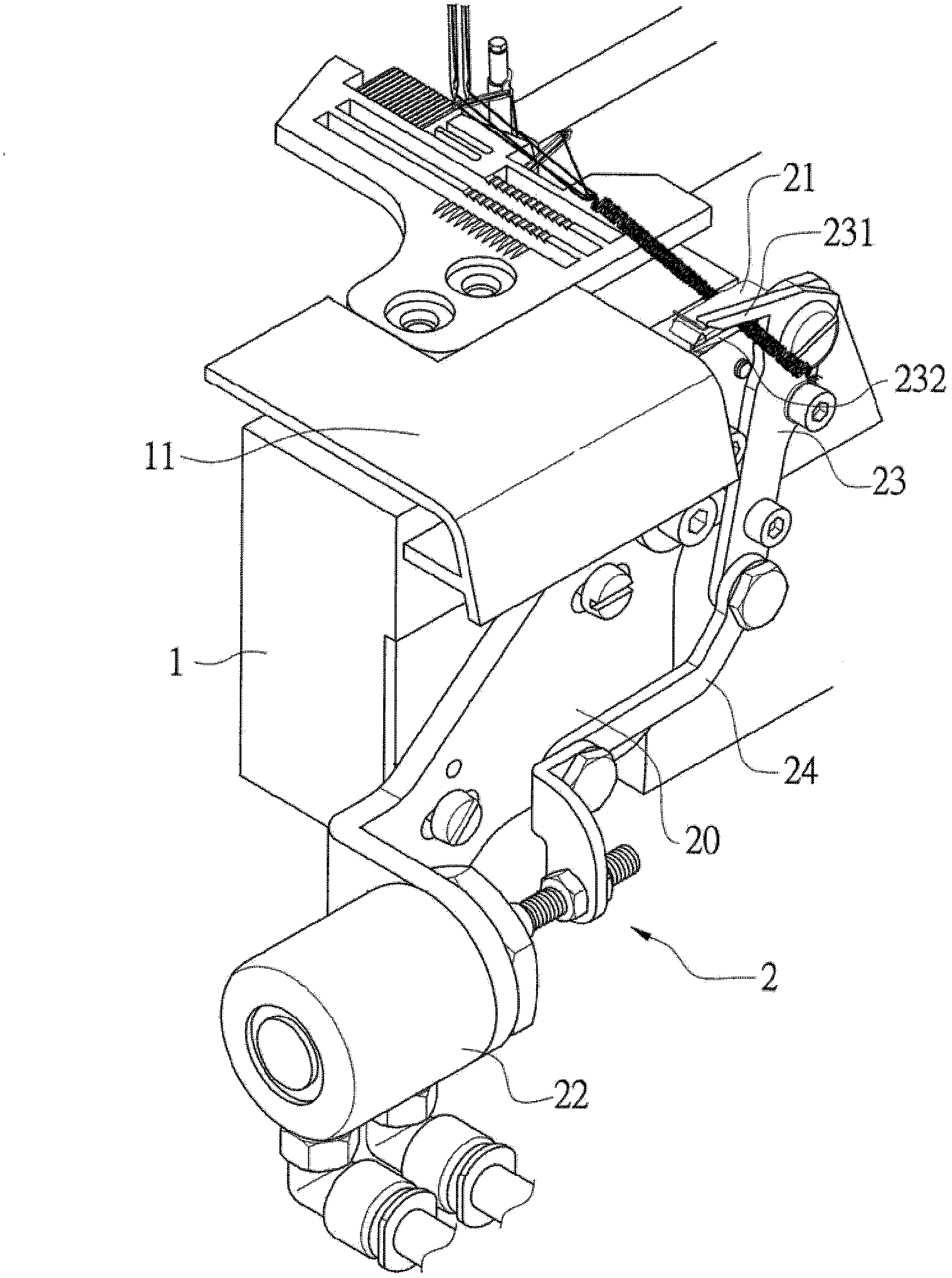 Stitch pressing and cutting device of overlock stitching machine