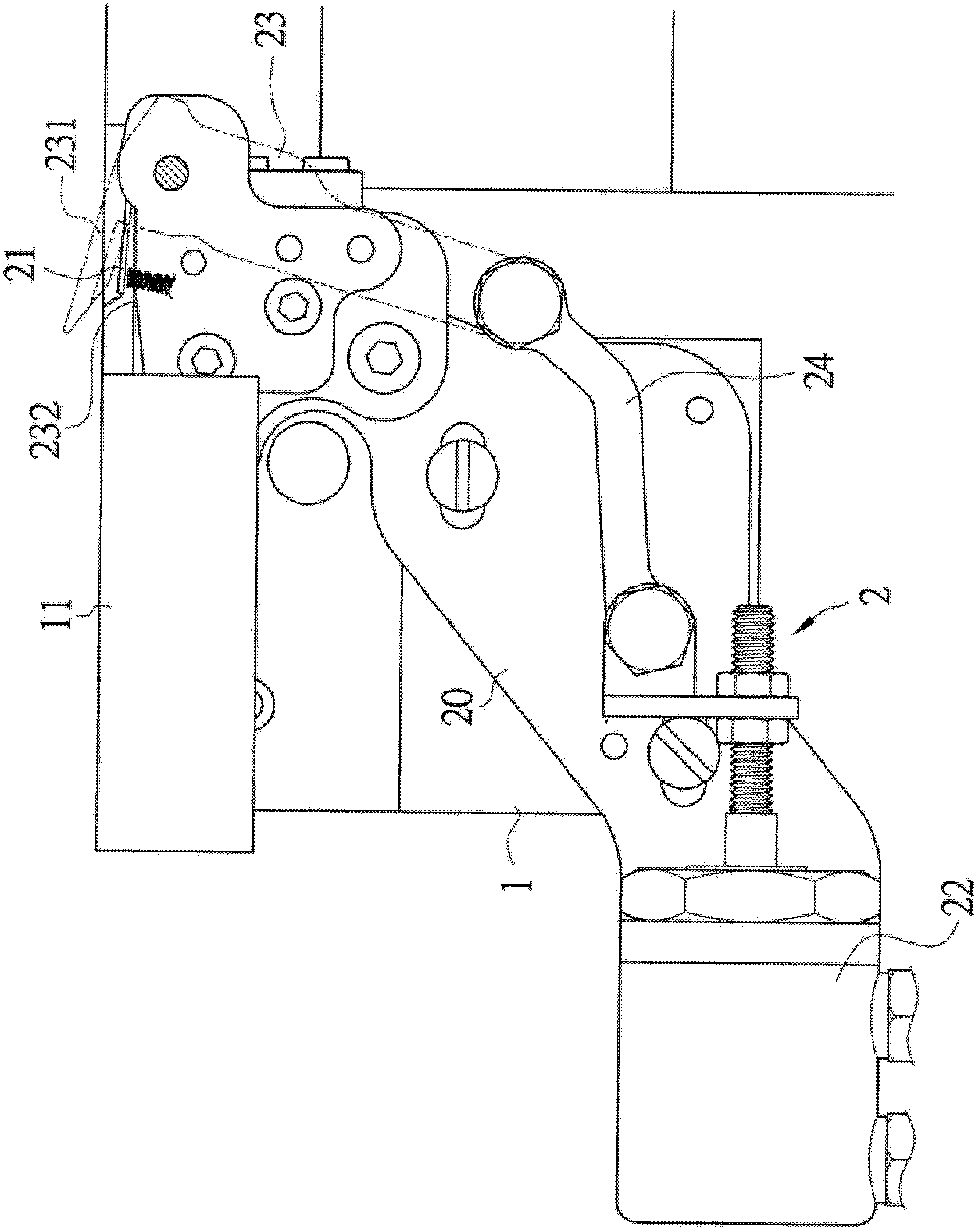 Stitch pressing and cutting device of overlock stitching machine