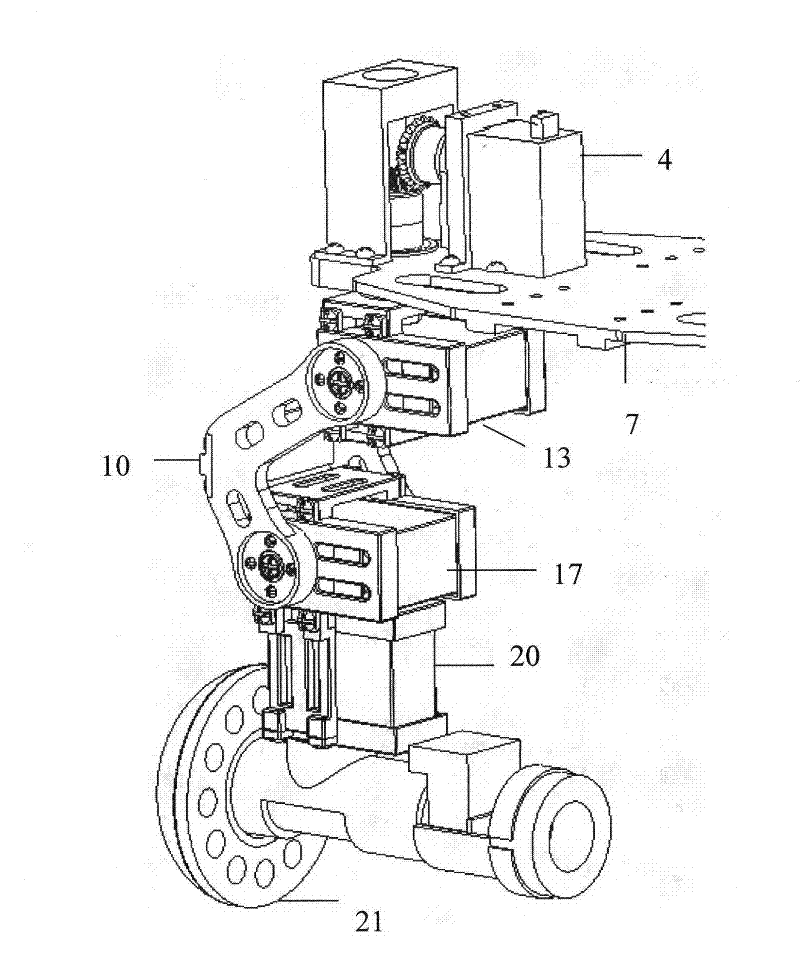 Design of wheel leg type moving foot of multi-joint chain link type robot