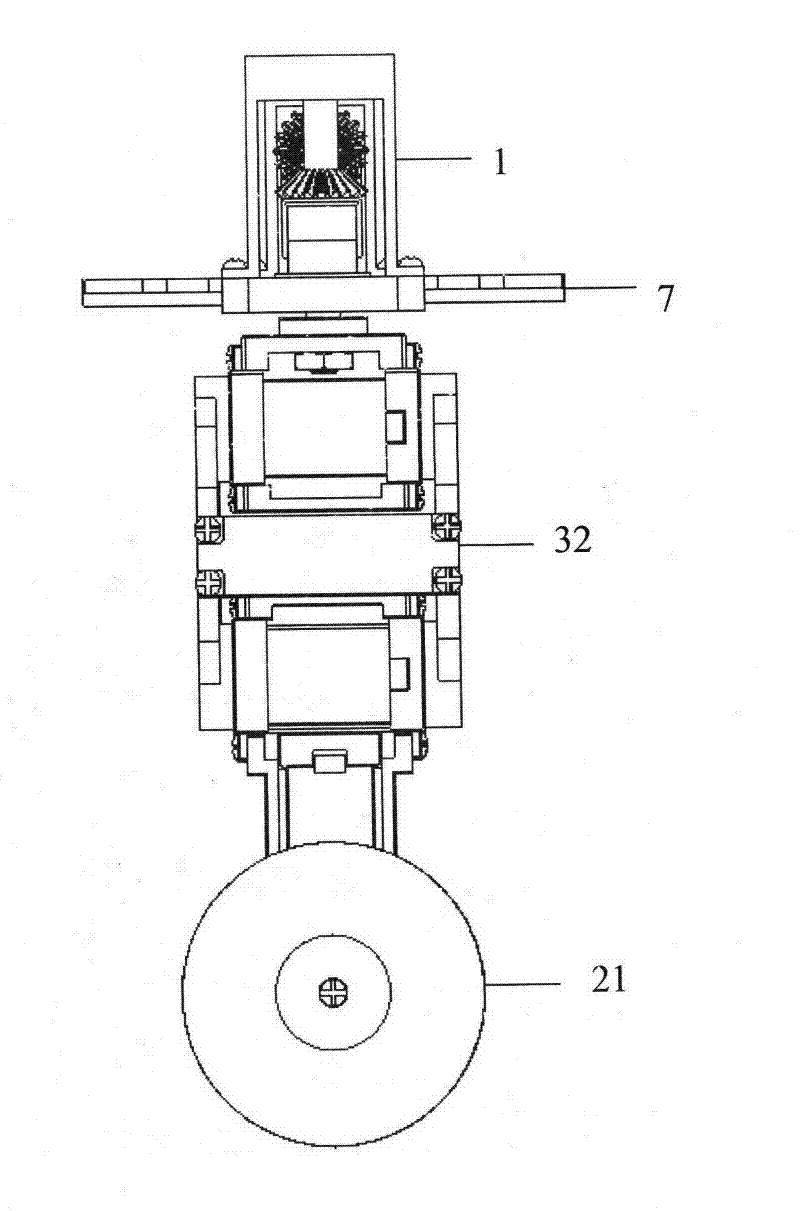 Design of wheel leg type moving foot of multi-joint chain link type robot