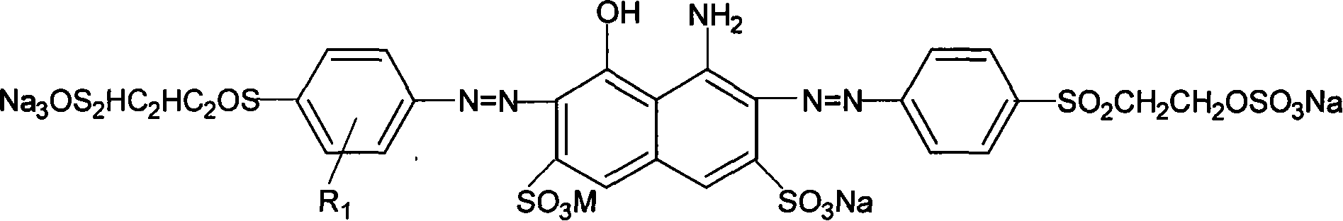 Reactive dark blue RGB diazo dyes and preparation method thereof