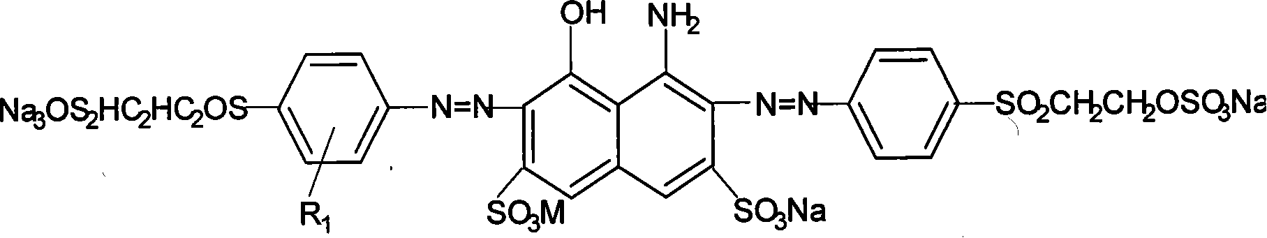 Reactive dark blue RGB diazo dyes and preparation method thereof