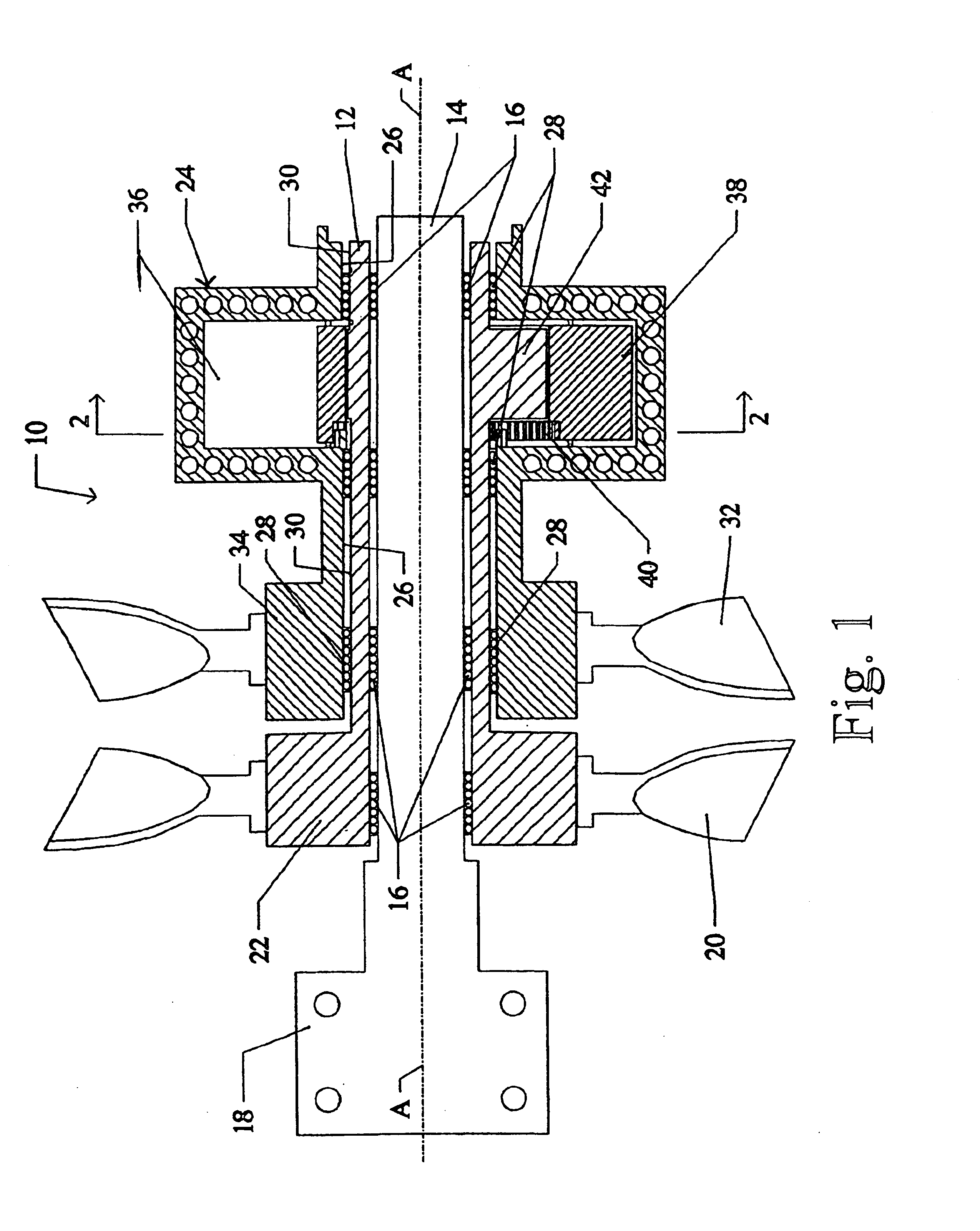 Rotary engine with counter-rotating housing and output shaft mounted on stationary spindle