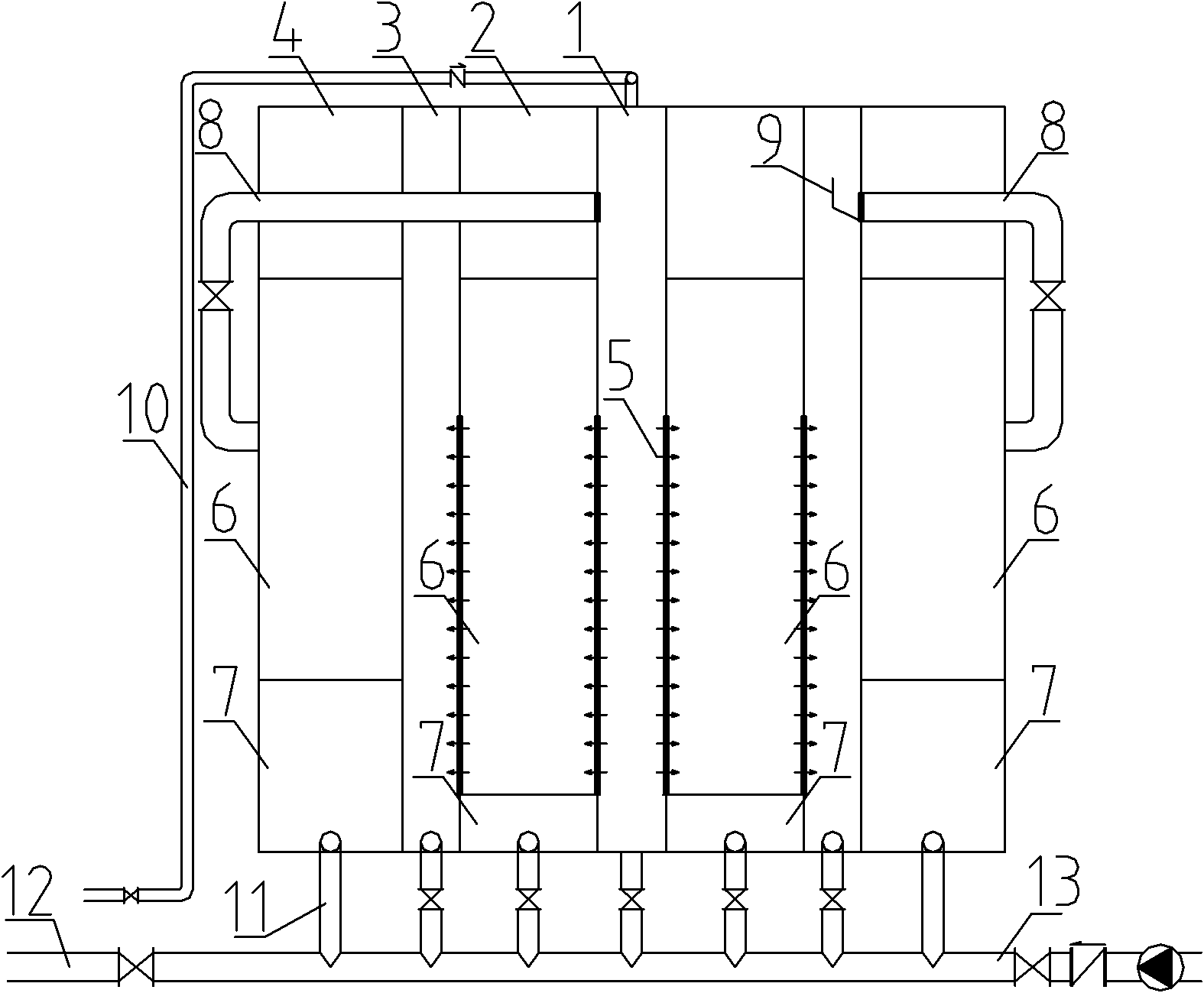 Method and device thereof for treating cascade adsorbed water by radiating lateral and vertical flows