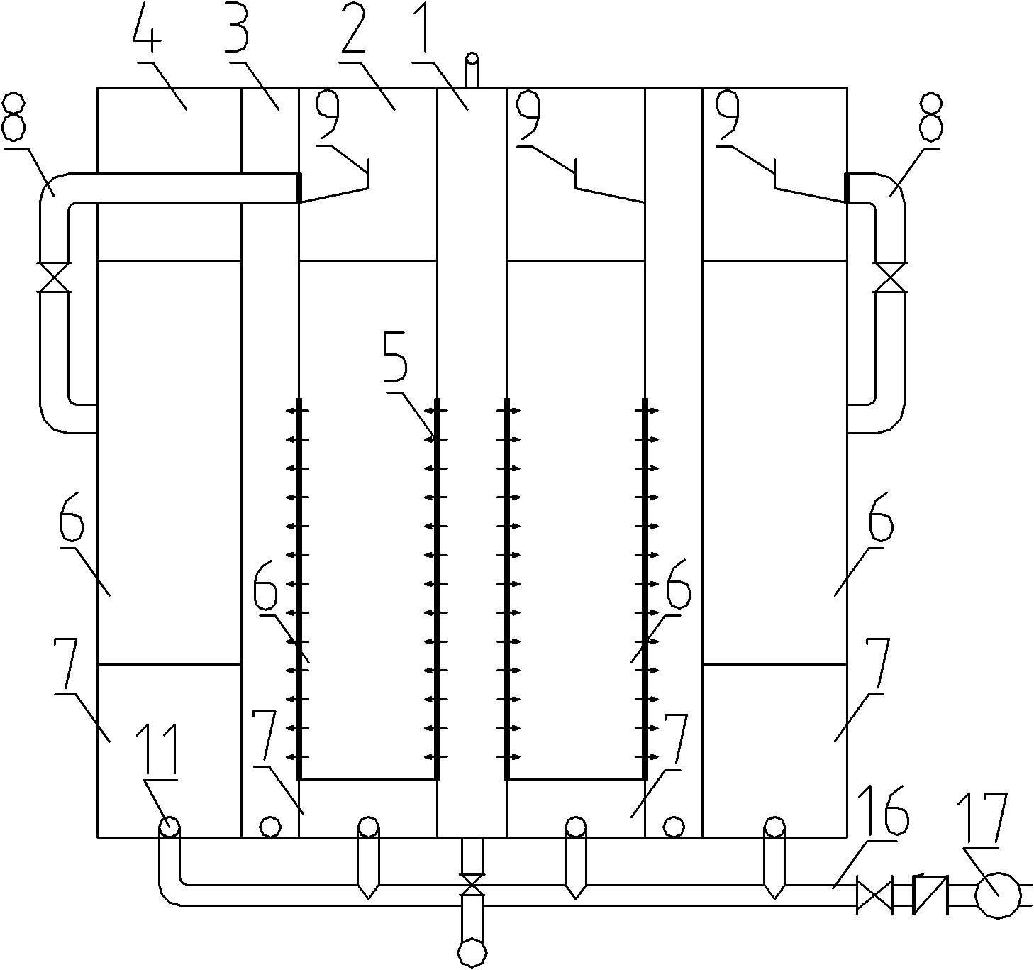 Method and device thereof for treating cascade adsorbed water by radiating lateral and vertical flows