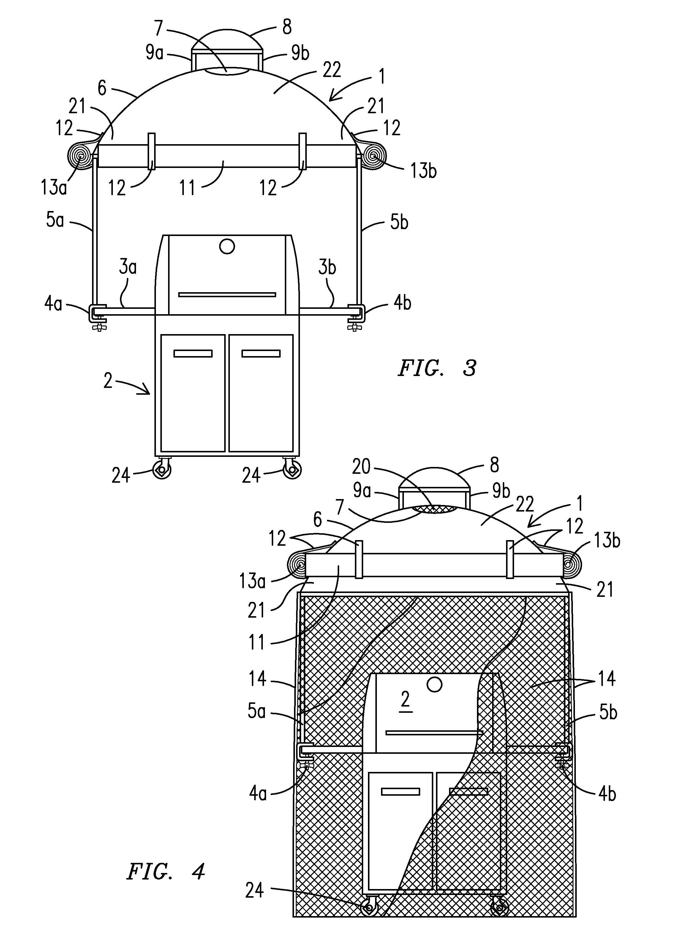 Vented protective canopy housing for grill