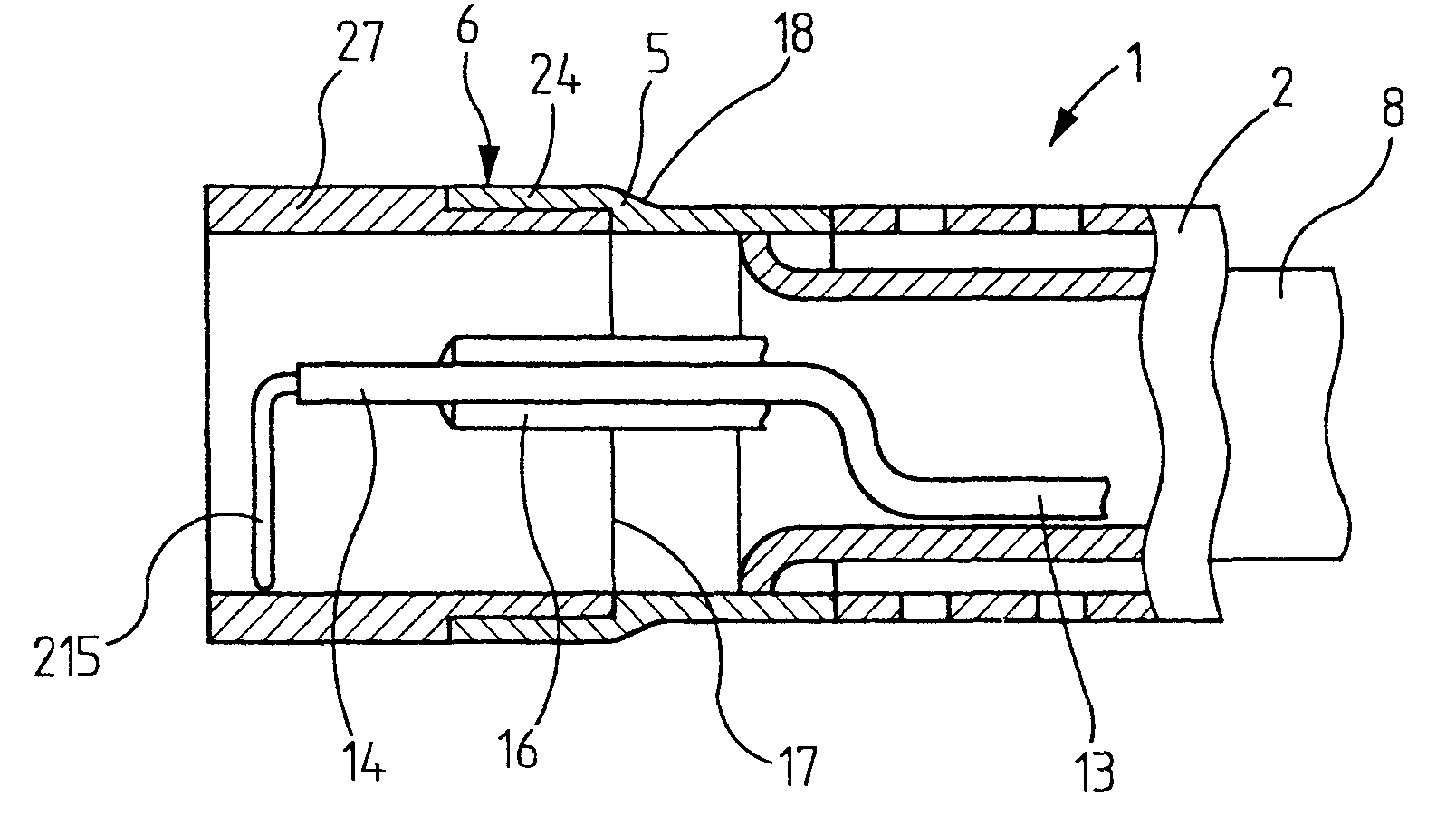 Urological resectoscope fitted with an insulating element at its external stem