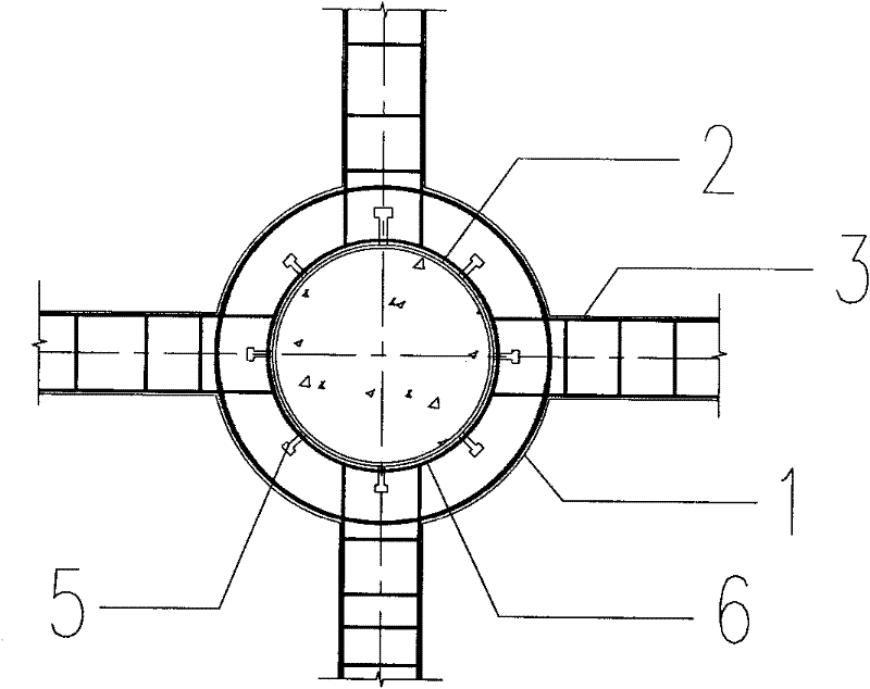 Connecting joint of ring beam of steel core concrete column used for topdown construction method foundation pit engineering