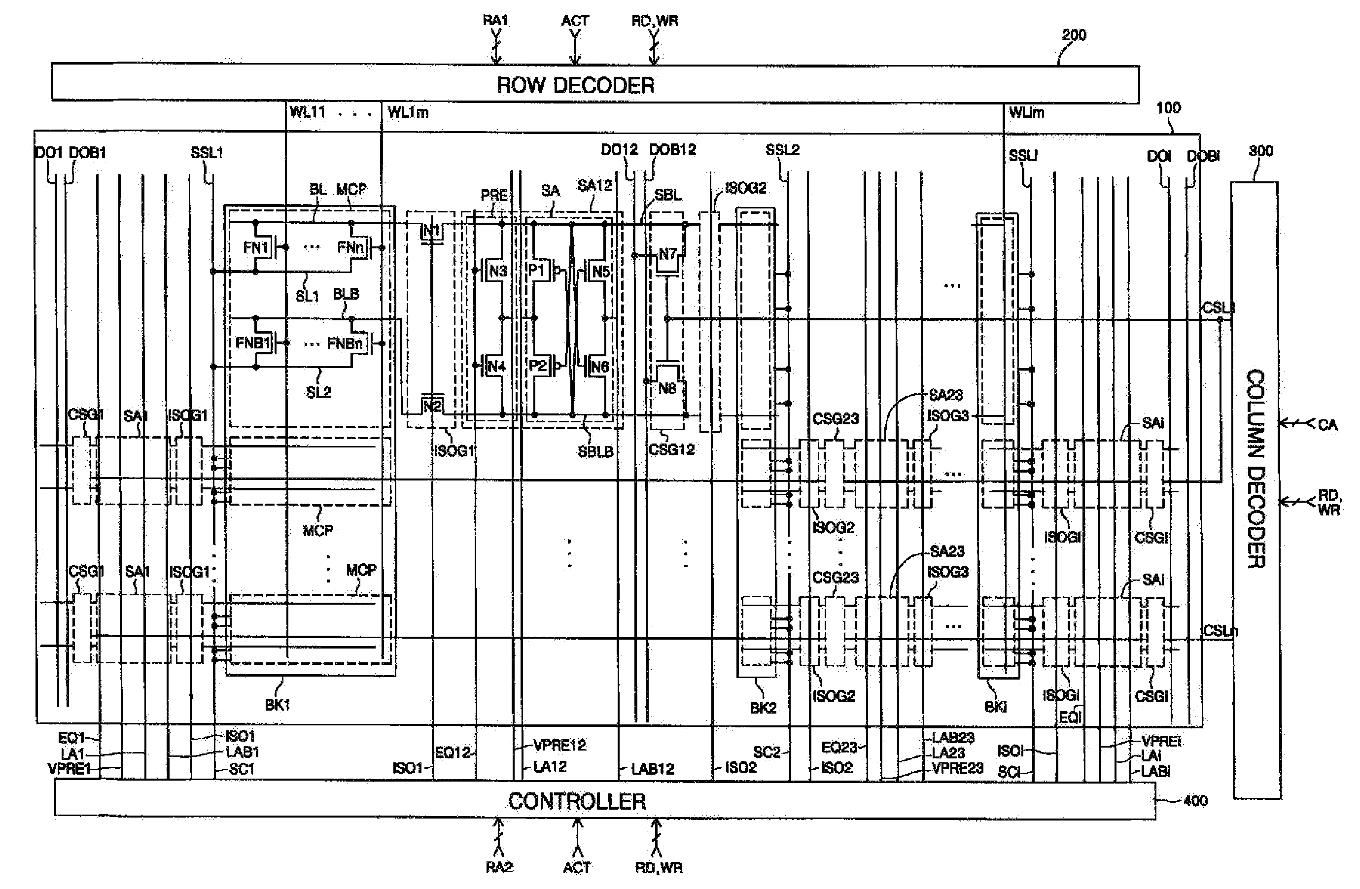 Semiconductor memory device including floating body memory cells and method of operating the same