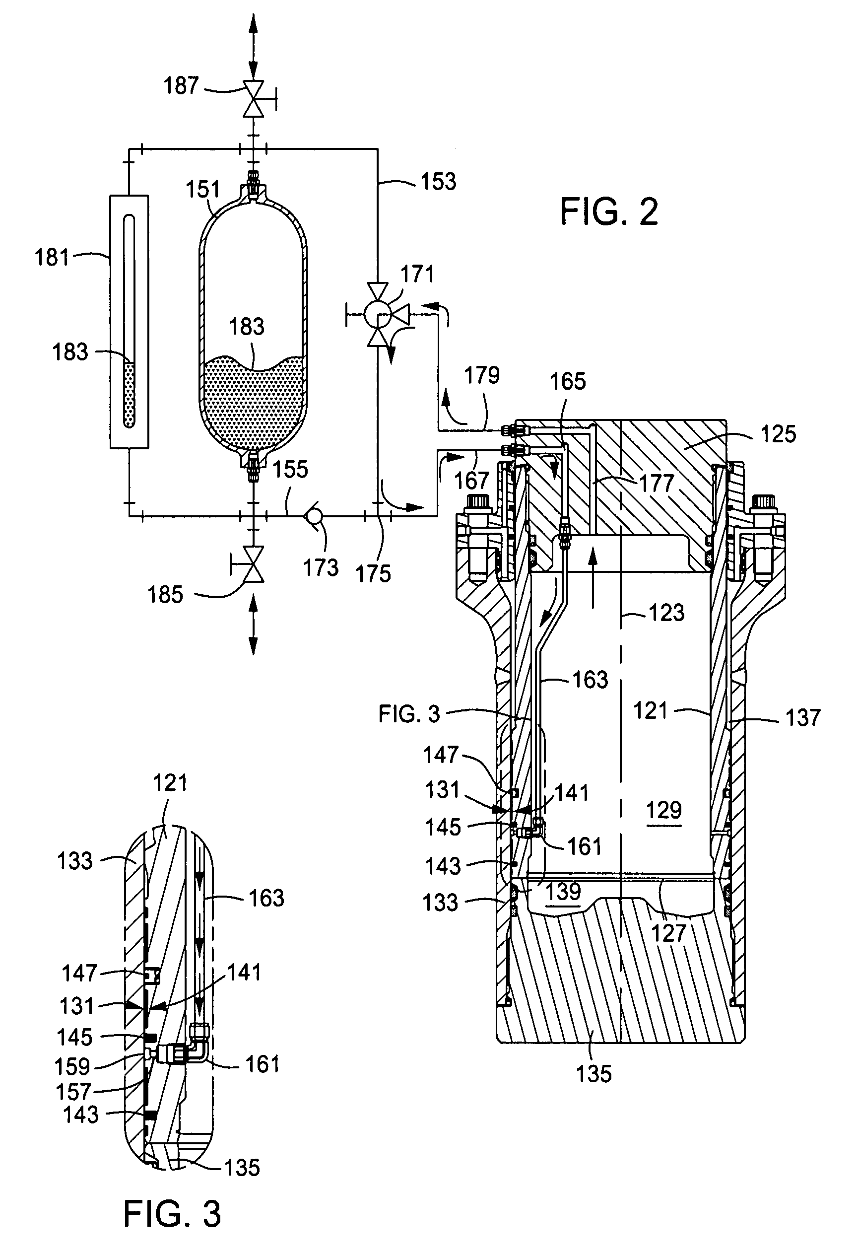 External high pressure fluid reservoir for riser tensioner cylinder assembly