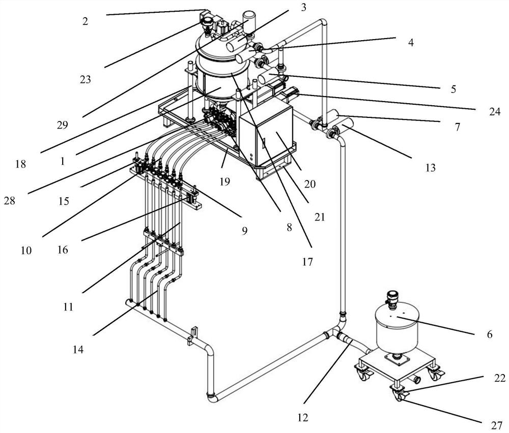 Multi-column liquid filling and cleaning mechanism