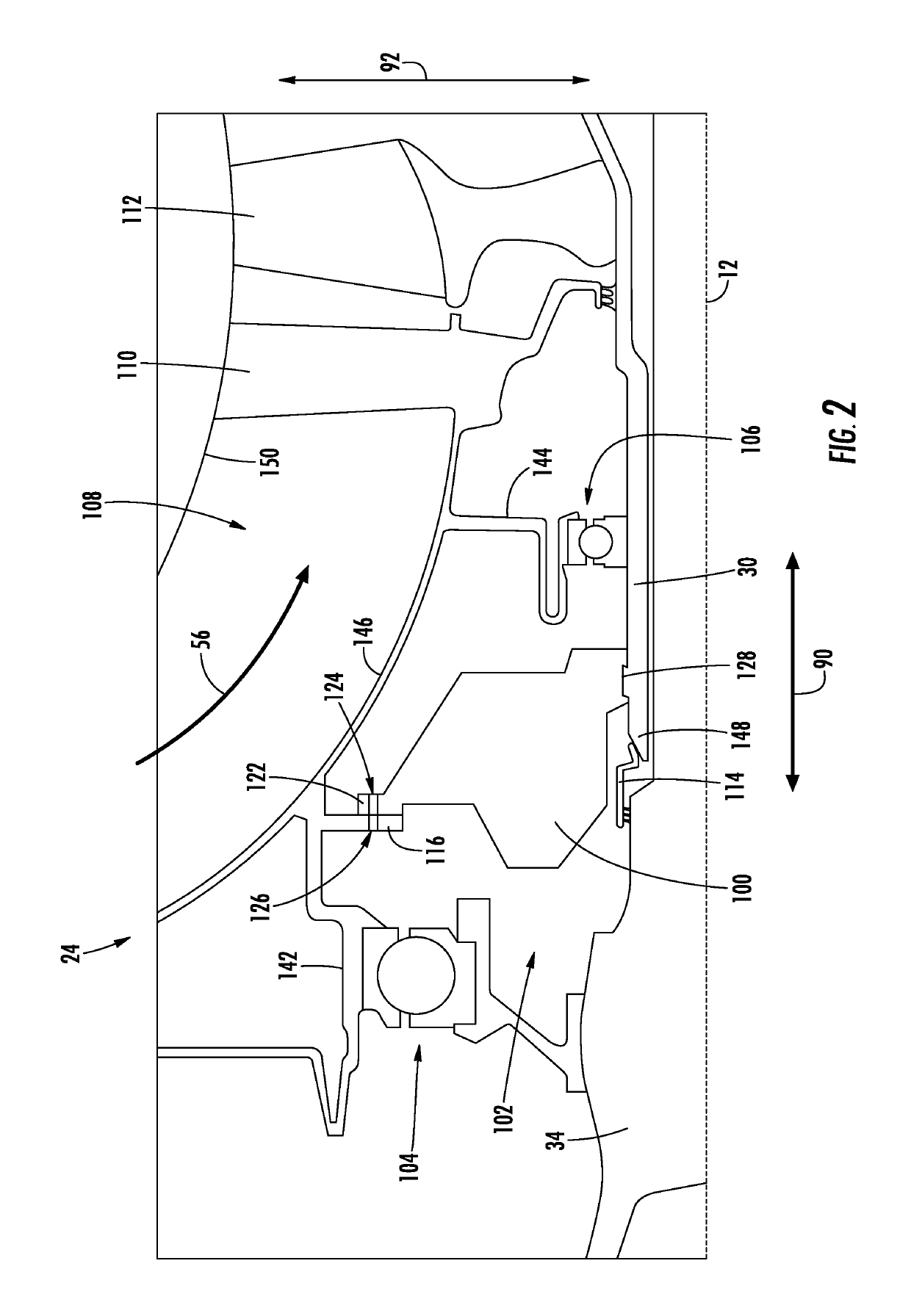 Aeroderivative jet engine accessory starter relocation to main shaft—directly connected to HPC shaft