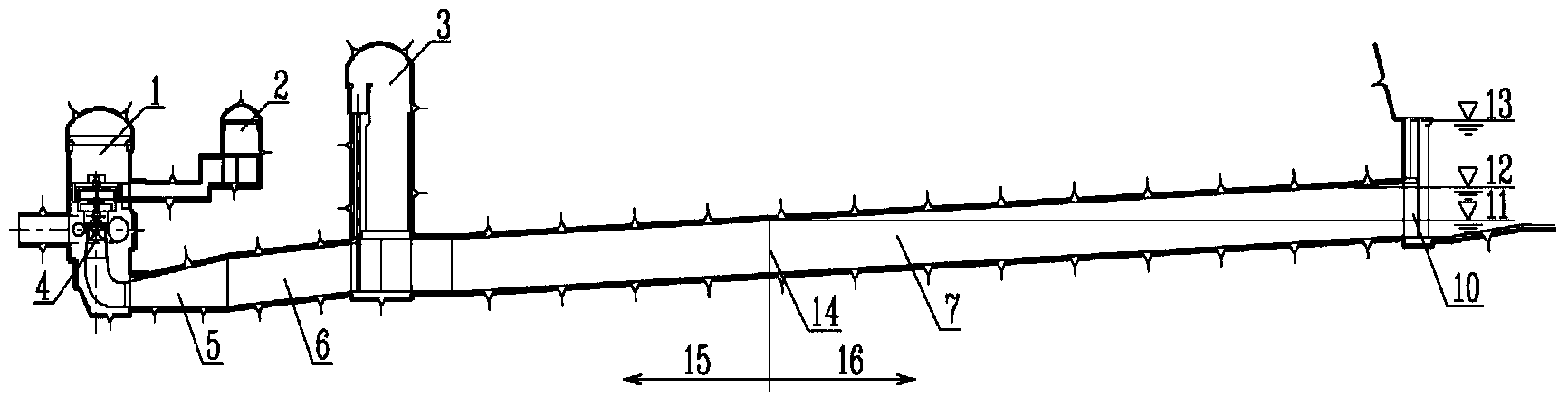 Hydropower station free-surface-pressurized flow tail water system