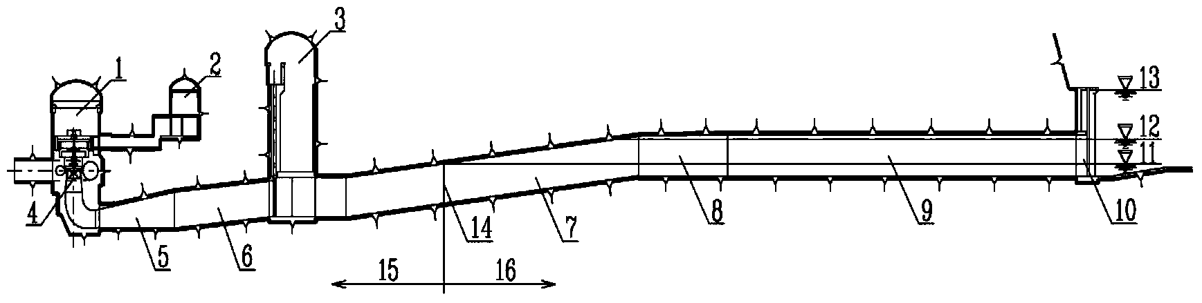 Hydropower station free-surface-pressurized flow tail water system