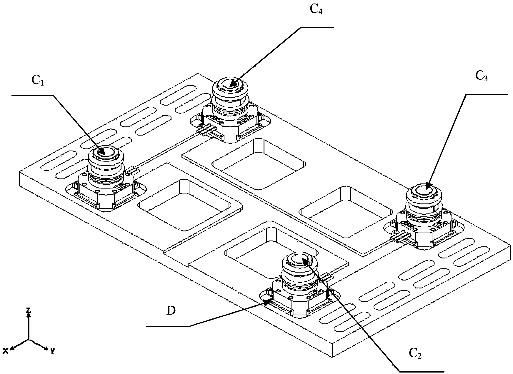 Flat plate type six-component force-measuring platform device