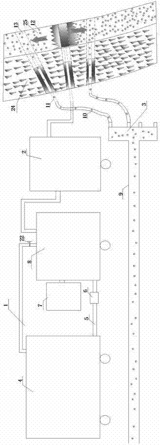 Device and method for displacing, exhausting and mining coal seam gas by damp and hot water injection