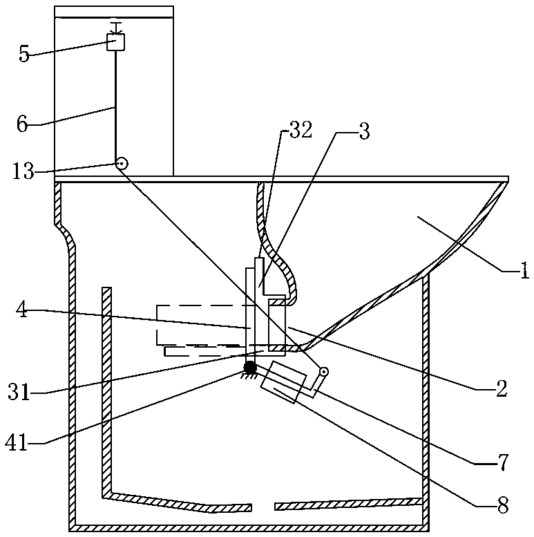 Direct-drain-type water-saving toilet with up-down-displaced sewage draining exit