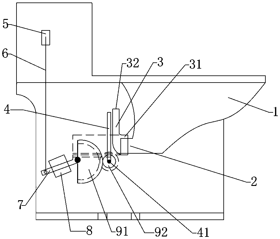 Direct-drain-type water-saving toilet with up-down-displaced sewage draining exit