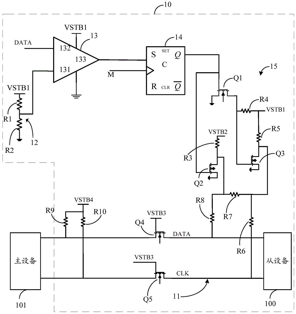 Circuit and method for adjusting bus pull-up voltage according to pull-up voltage of slave device