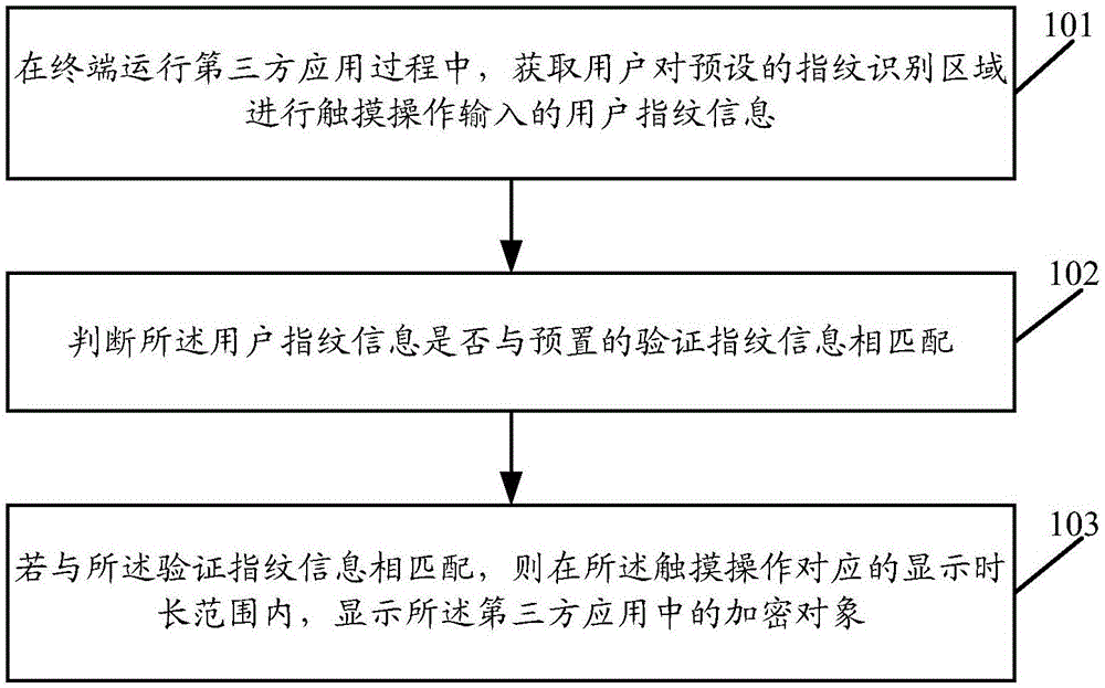 Encrypted object display method and device for application