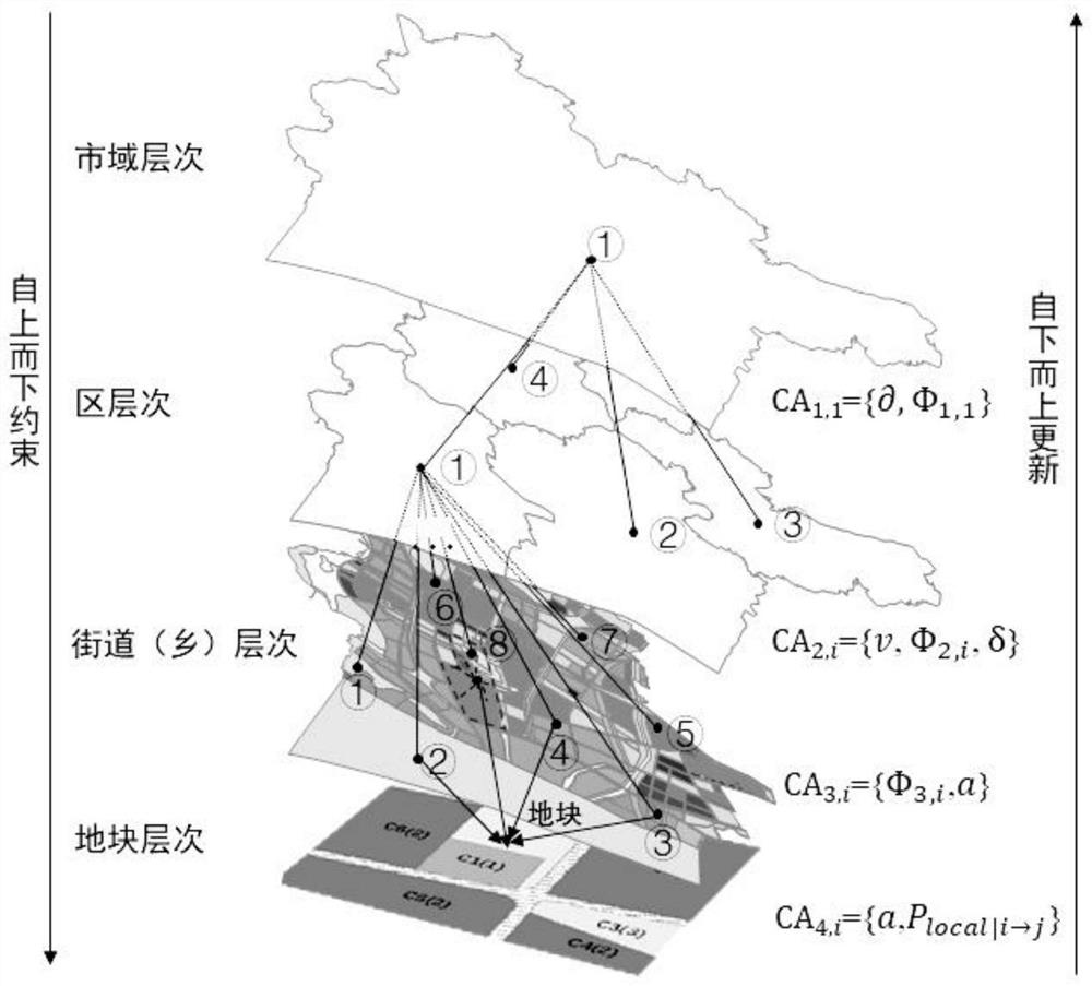 Multi-level vector cellular automaton modeling method for land use change