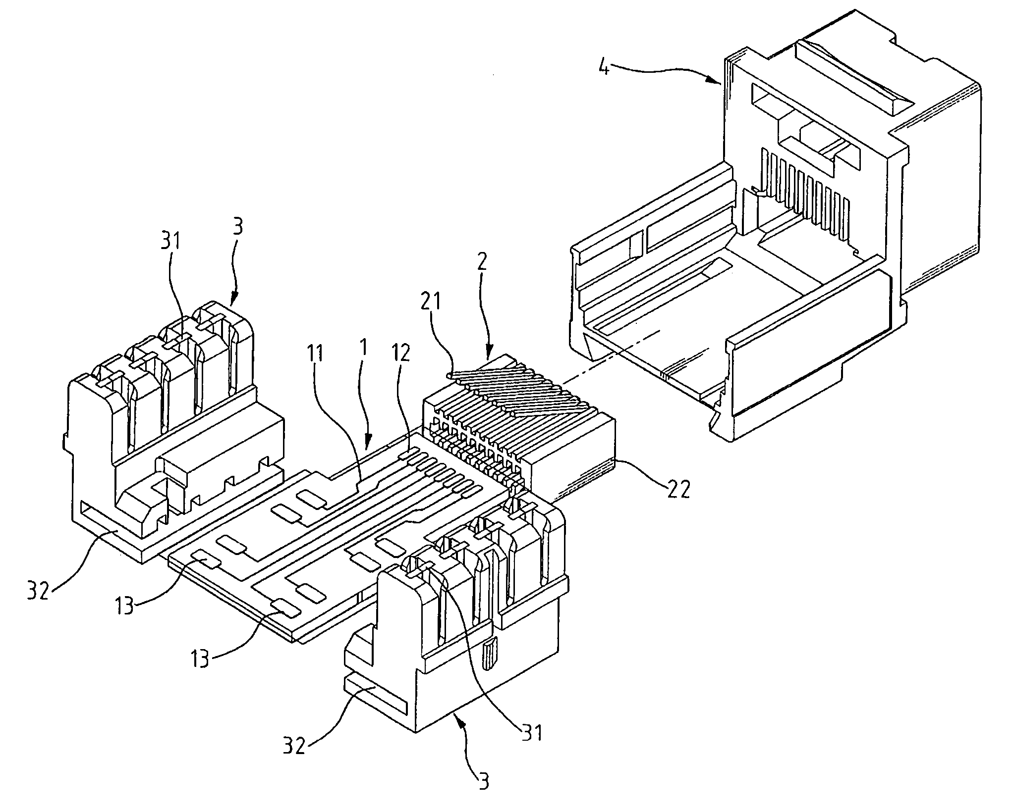 Assembled structure of a connector