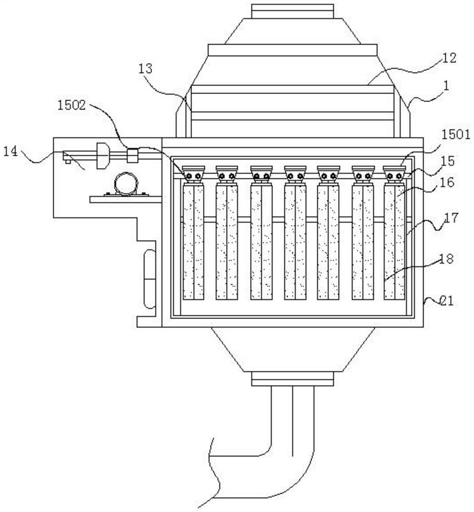 Convenient-to-clean waste gas treatment equipment with multi-layer filtering structure