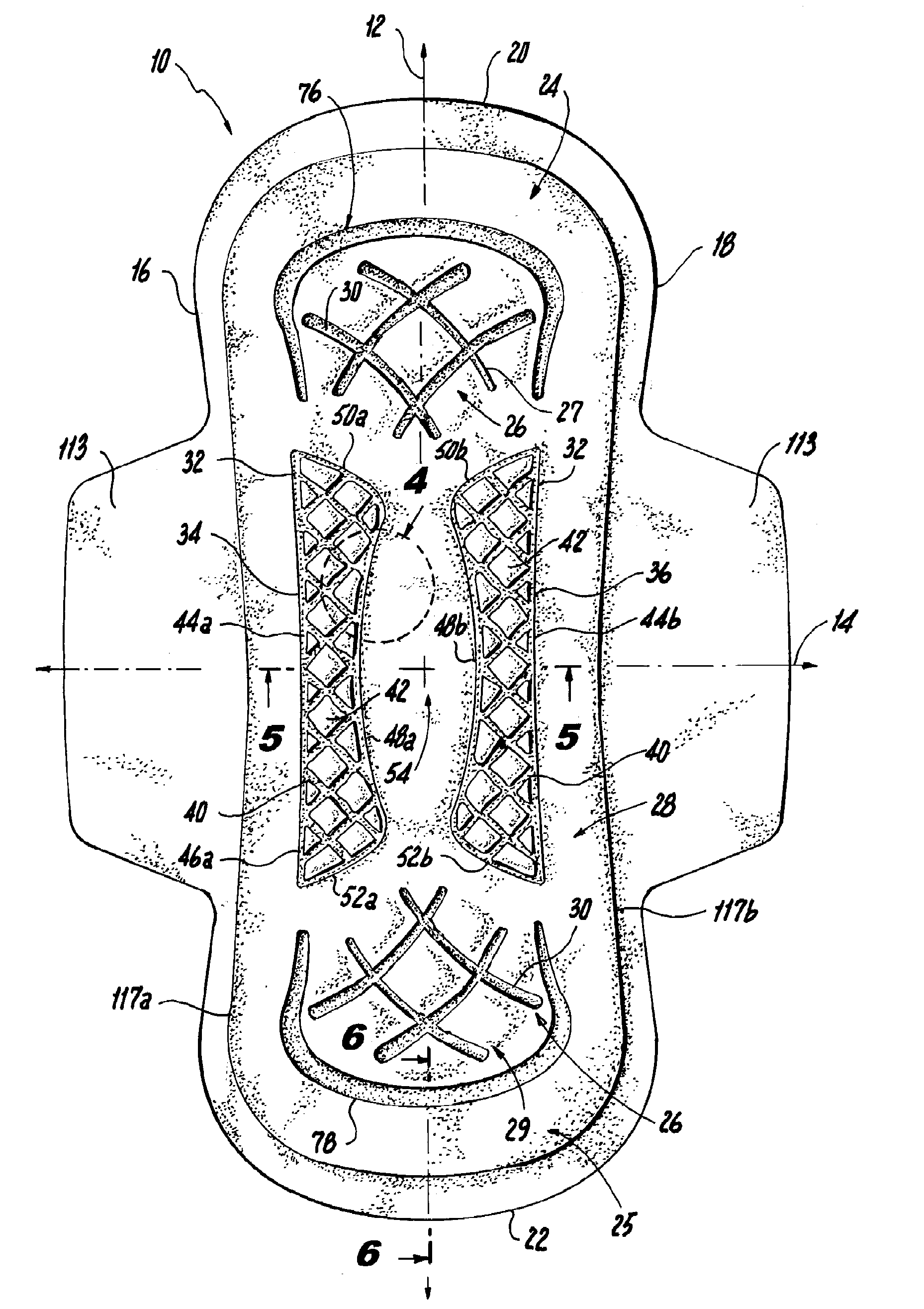 Sanitary napkin including body-facing protrusions for preventing side leakage and obliquely arranged embossed channels