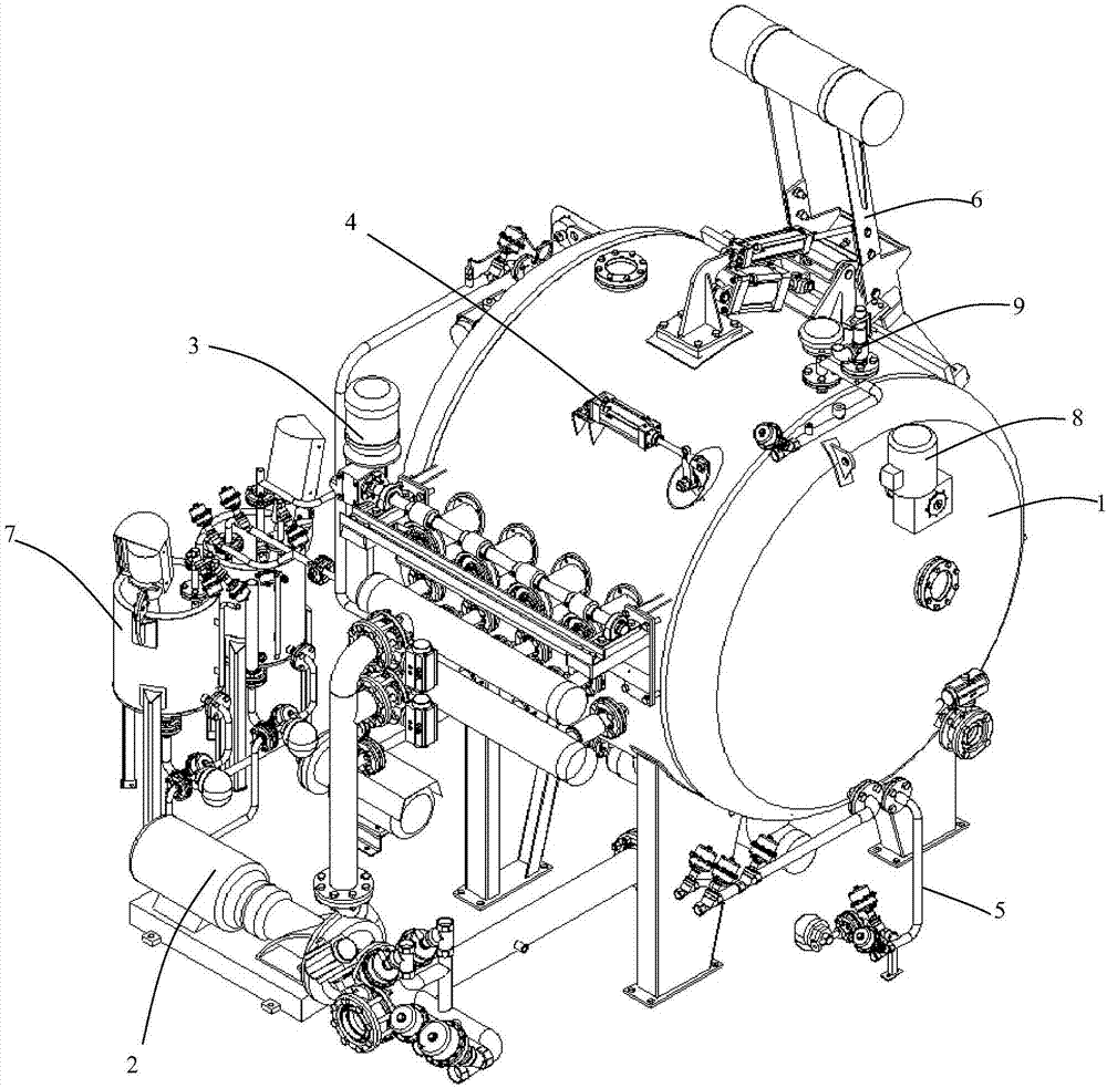 Low-bath-ratio segmented dyeing jet dyeing machine