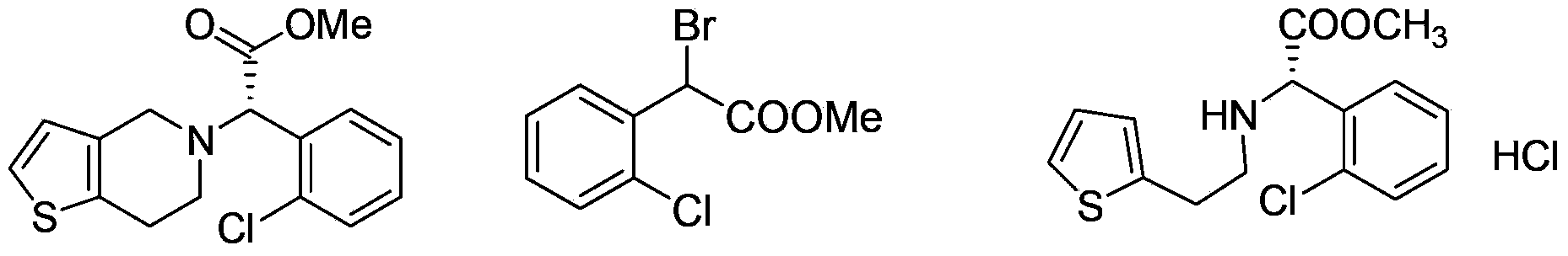 Preparation methods for clopidogrel and its intermediates--methyl alpha-bromo-2-chloro-phenylacetate and thiophene ethylamino-substituted methyl acetate