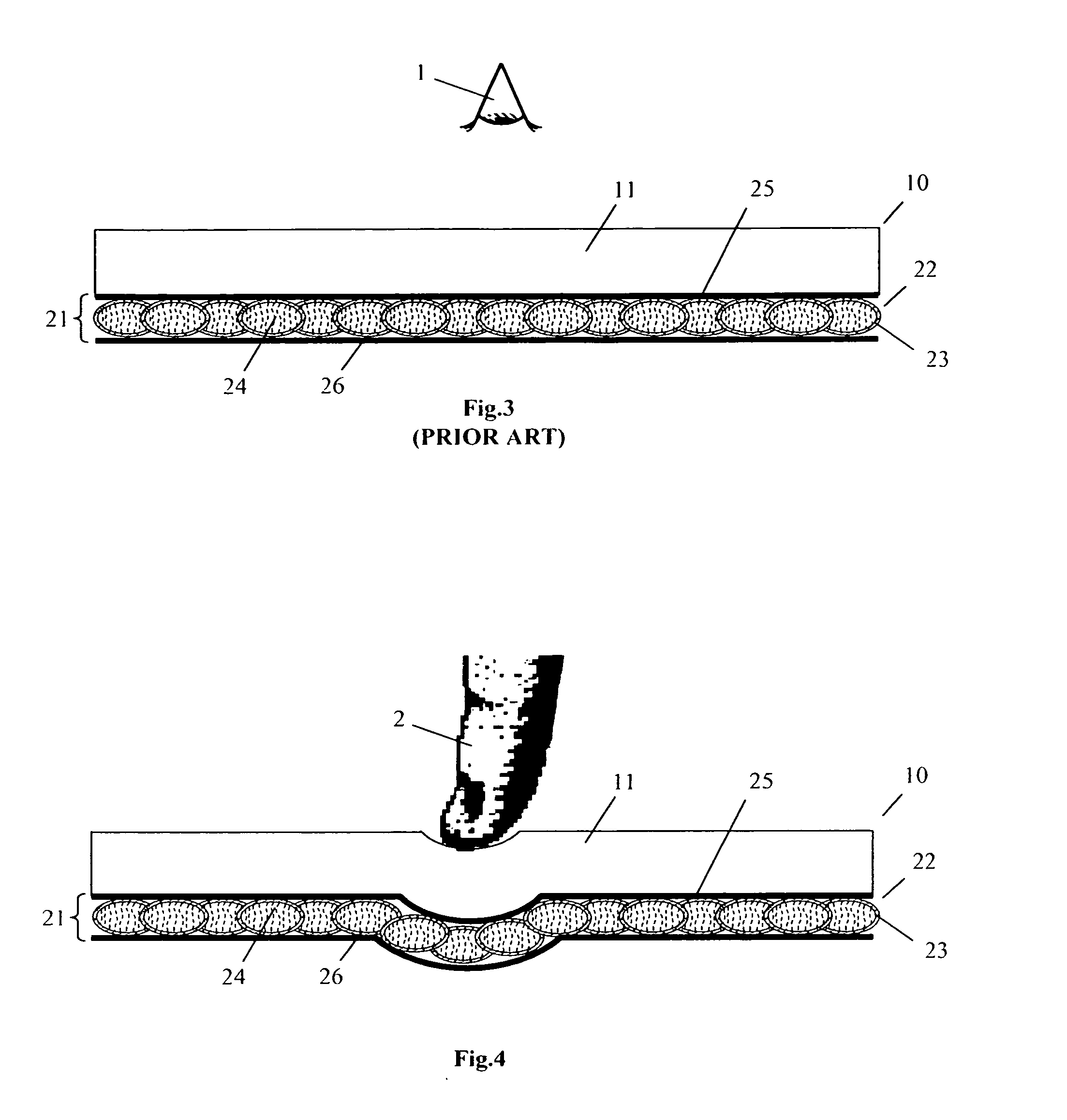 Touch input device with display front