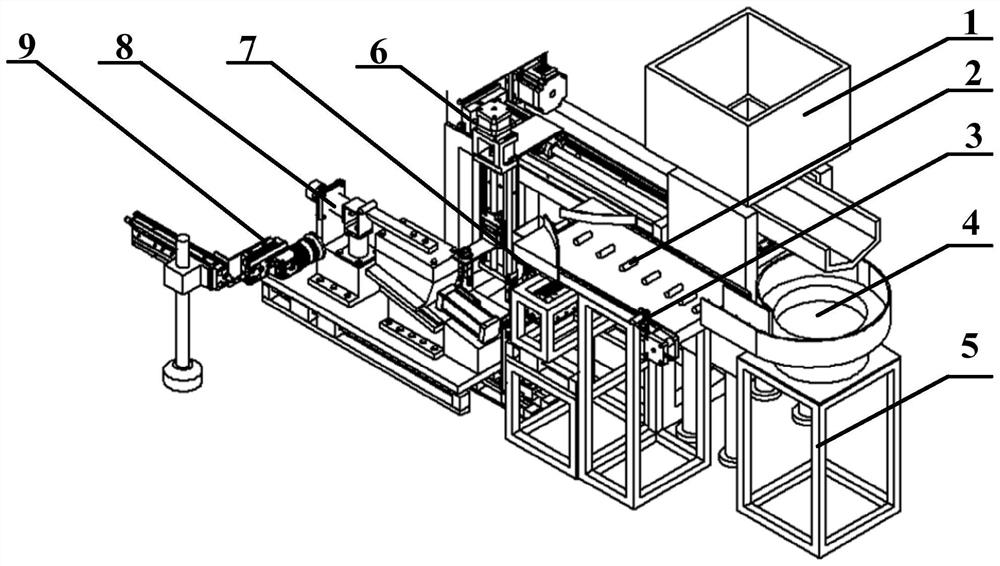 Full-automatic feeding device of hard and brittle single crystal micro-cylinder outer circle ultrasonic auxiliary grinding machine