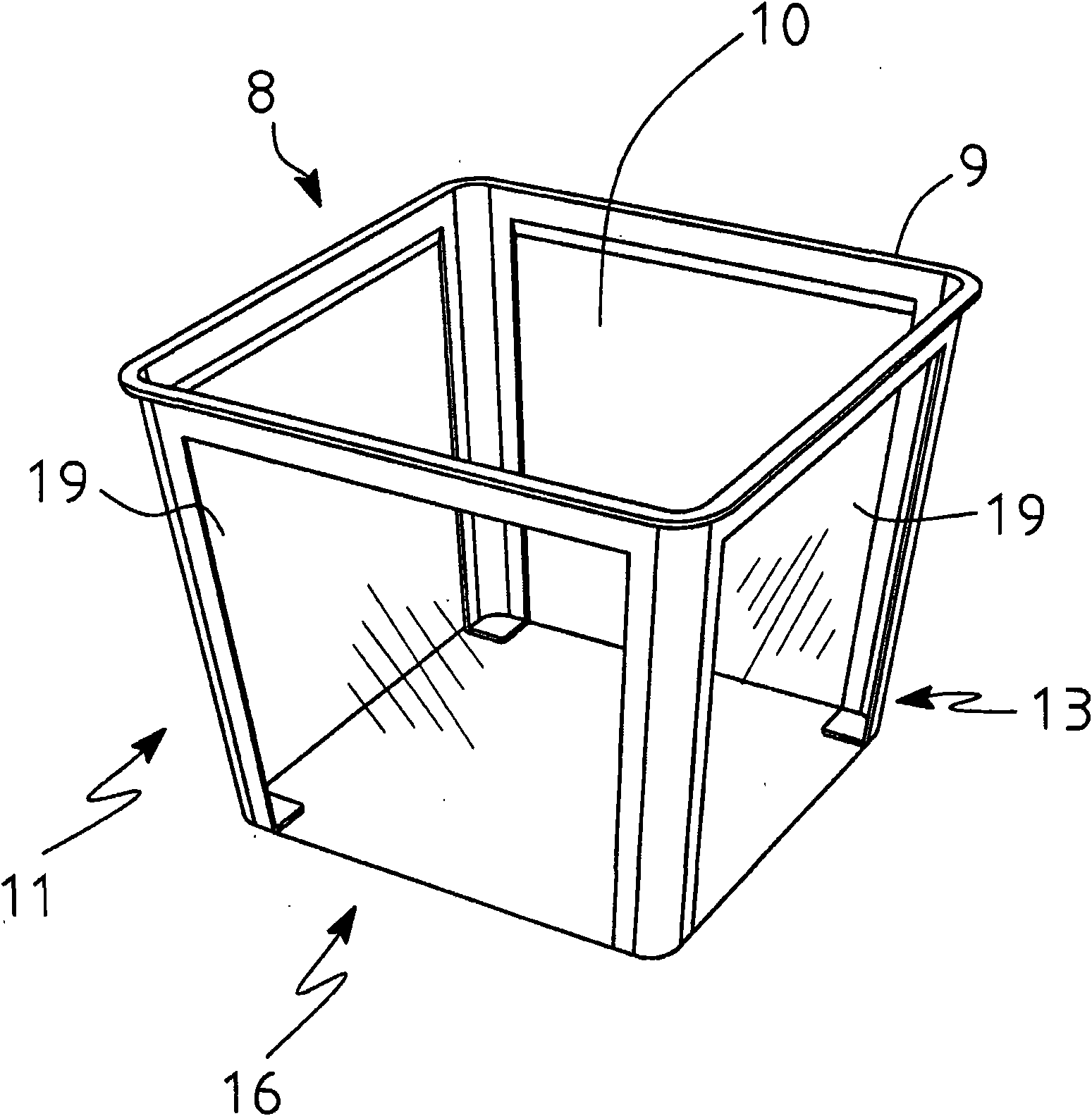 Structure of a pan and container incorporating such a pan