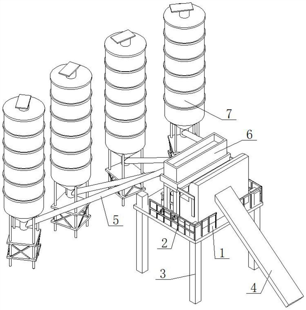 Concrete mixing plant discharge port adjusting device based on concrete fluidity