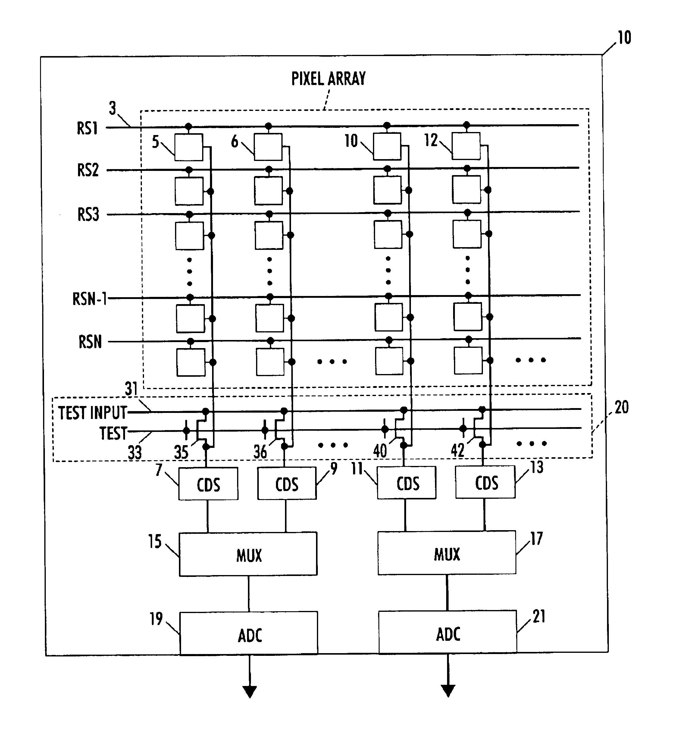 Circuit and method for cancellation of column pattern noise in CMOS imagers