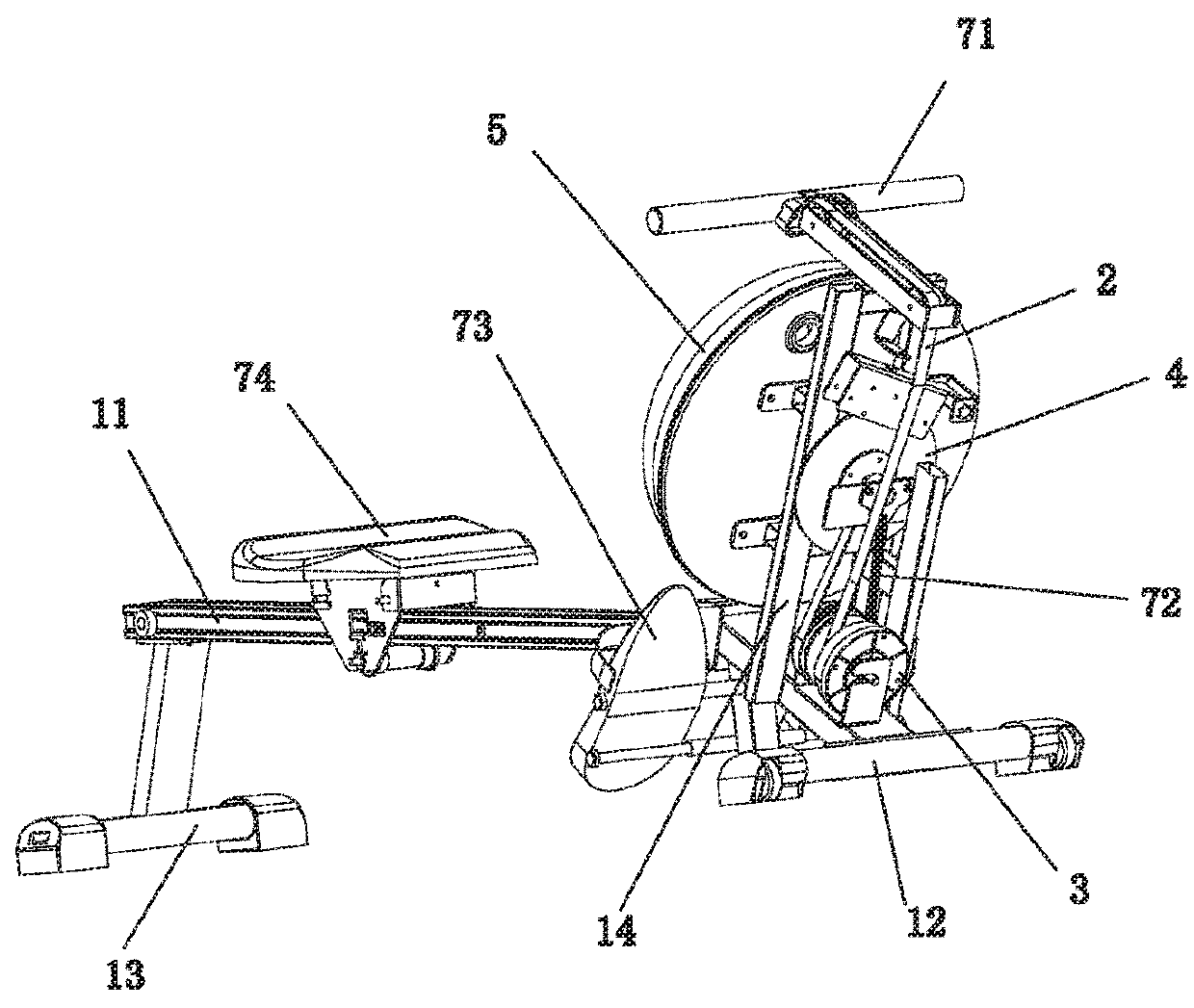 Magnetic control water resistance rowing machine