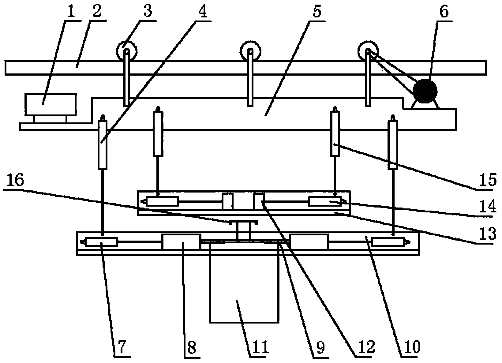 Device for stabilizing mechanical arm in in-and-out movement process of electrolytic manganese cathode plate from tank