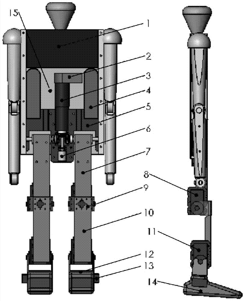 Gear transmission halving upper body energy-saving passive walking device and control method thereof