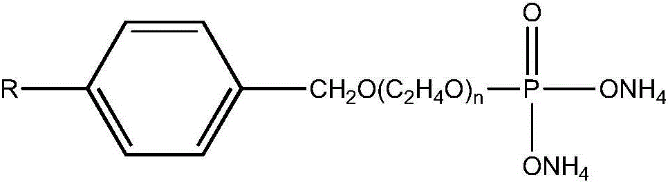 Alkyl benzoic alcohol polyoxyethylene ether ammonium phosphate and preparation method thereof