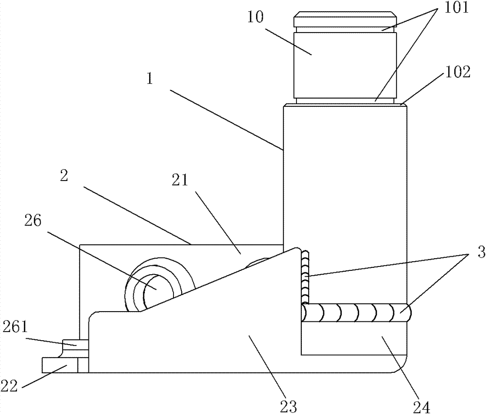 Welding-type jockey pulley base of stainless steel escalator step