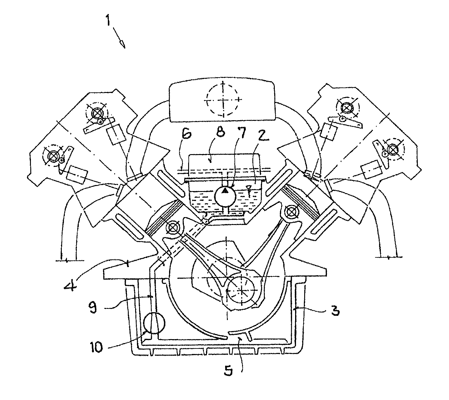 Internal combustion engine having a cylinder crankcase and a V-shaped cylinder configuration