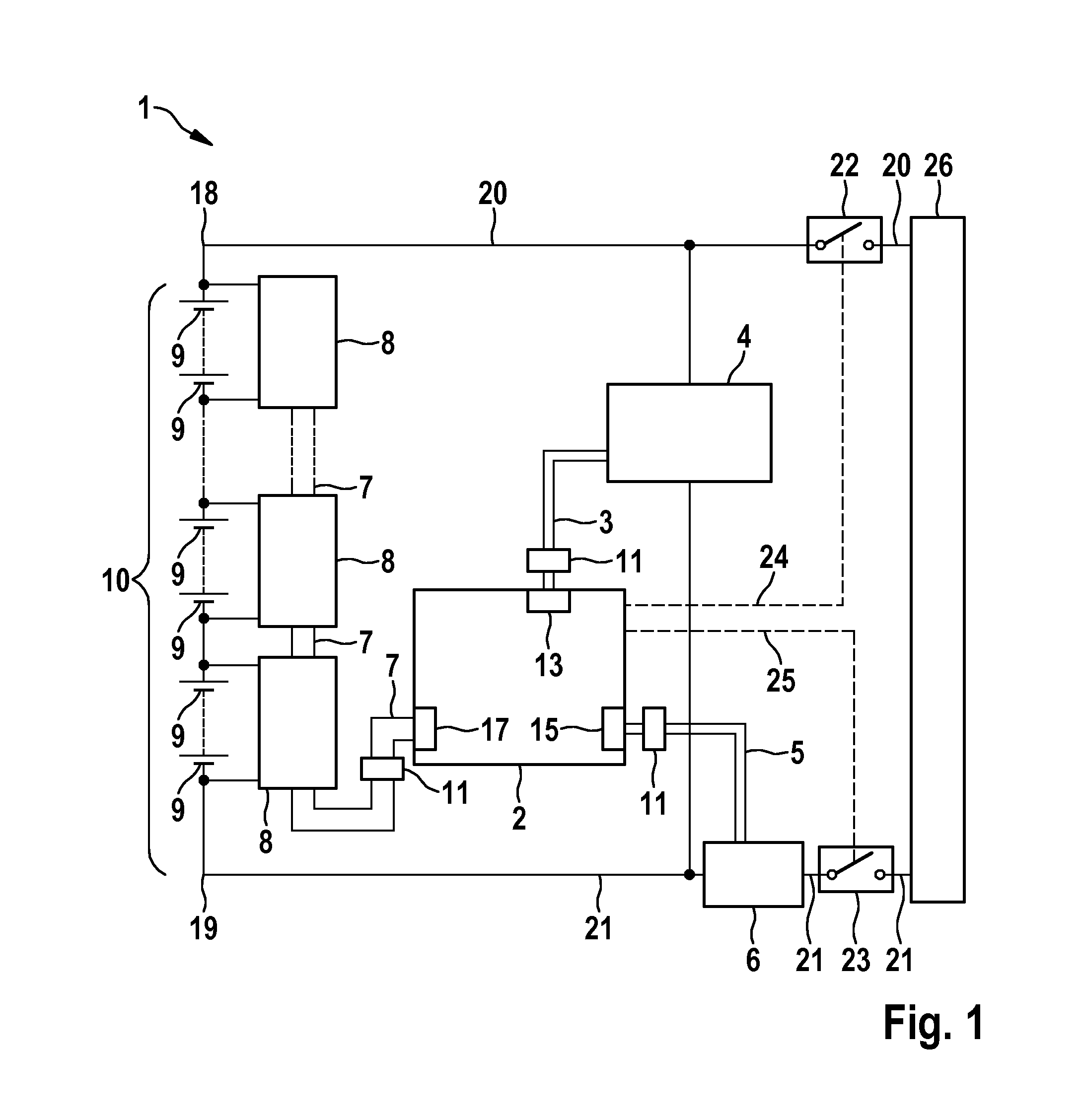 Battery management system for a battery having a plurality of battery cells, and method therefor