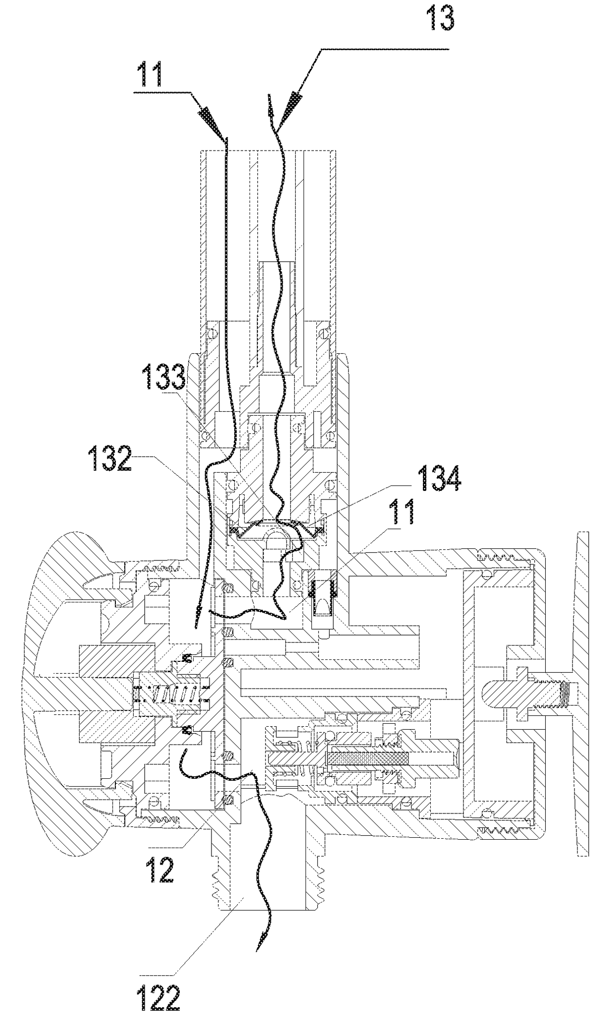 Cool water draining switch valve and combination shower head